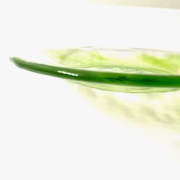 Vtg. KOSTA Boda Mine Green Swirl 8 “ Glass Side Plate - Picture 2 of 5